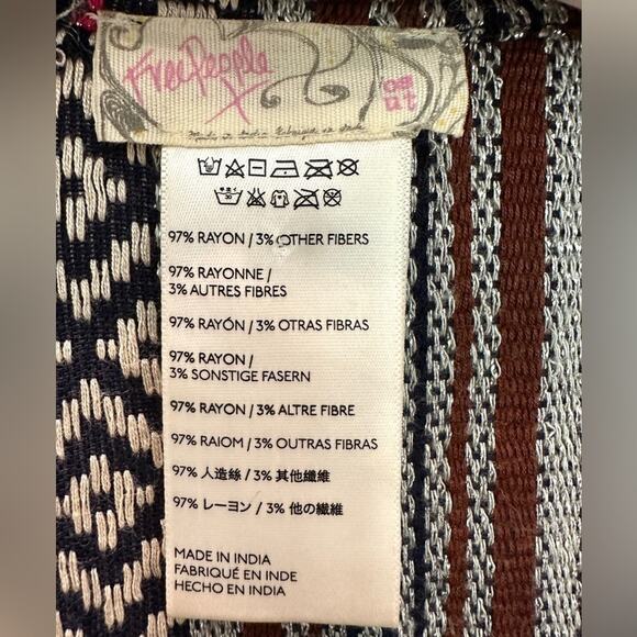 FREE PEOPLE | Fiesta Shimmer Striped Bohemian Hippie Metallic Swim Cover Kimono - Picture 7 of 8